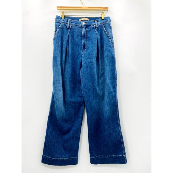 Joes 31 High rise pleated wide leg trouser jean 32" inseam - Picture 3 of 10